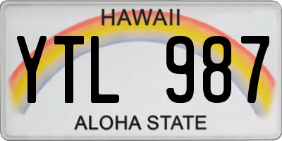 HI license plate YTL987