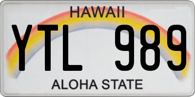 HI license plate YTL989