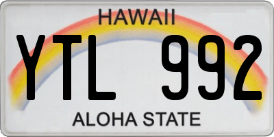 HI license plate YTL992