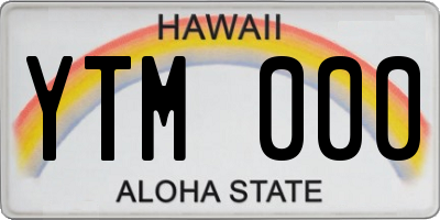 HI license plate YTM000