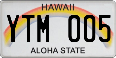 HI license plate YTM005