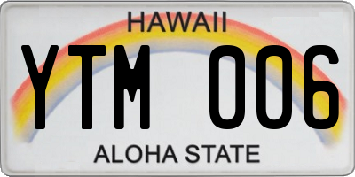 HI license plate YTM006