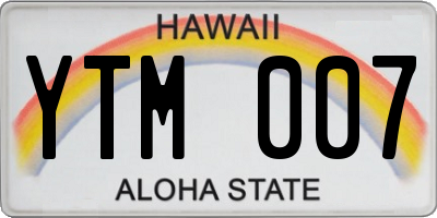 HI license plate YTM007