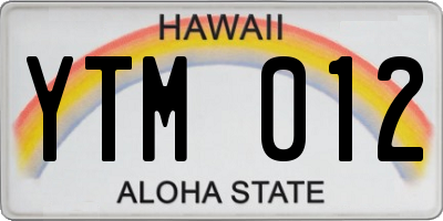 HI license plate YTM012