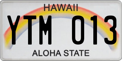 HI license plate YTM013