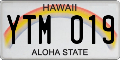 HI license plate YTM019