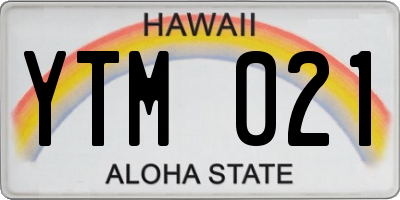 HI license plate YTM021