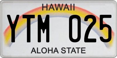 HI license plate YTM025