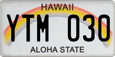 HI license plate YTM030