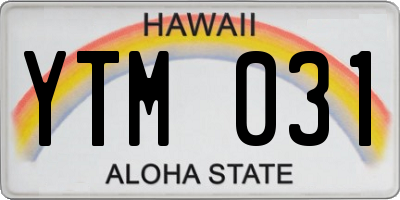 HI license plate YTM031