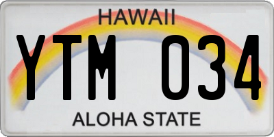 HI license plate YTM034