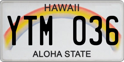 HI license plate YTM036