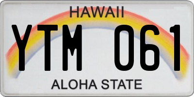 HI license plate YTM061
