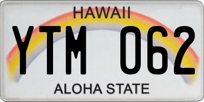 HI license plate YTM062