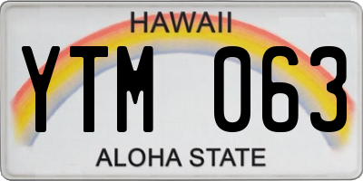 HI license plate YTM063