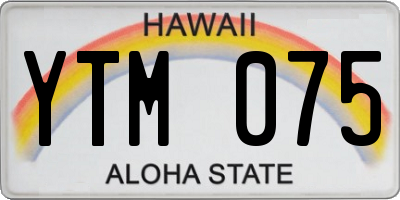HI license plate YTM075