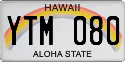 HI license plate YTM080