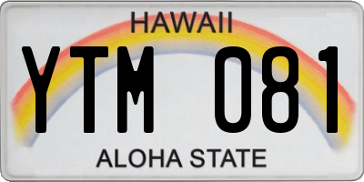 HI license plate YTM081