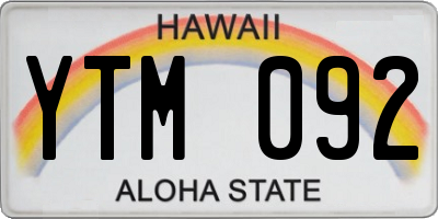 HI license plate YTM092