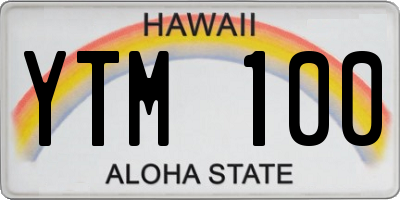 HI license plate YTM100