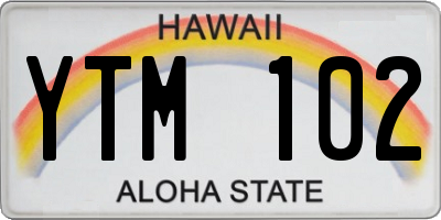 HI license plate YTM102