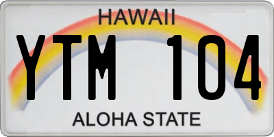 HI license plate YTM104