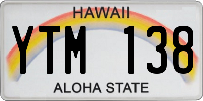 HI license plate YTM138