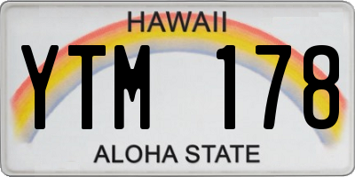 HI license plate YTM178