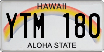 HI license plate YTM180
