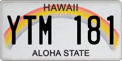 HI license plate YTM181
