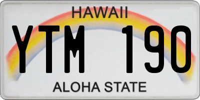 HI license plate YTM190