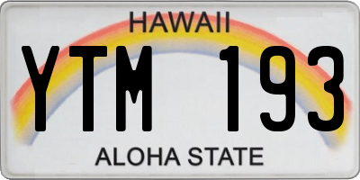HI license plate YTM193