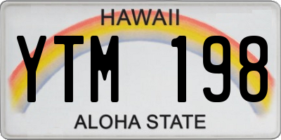 HI license plate YTM198