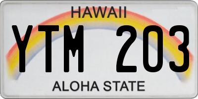 HI license plate YTM203