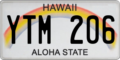 HI license plate YTM206