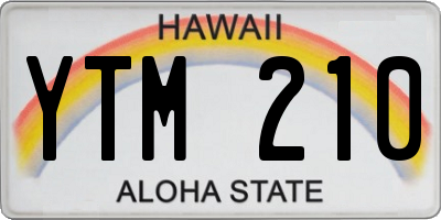 HI license plate YTM210