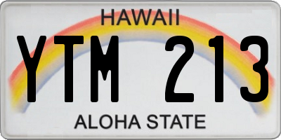 HI license plate YTM213