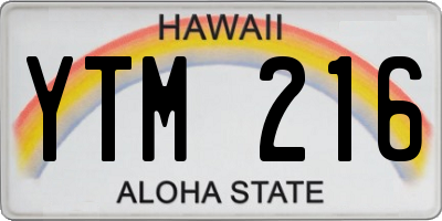 HI license plate YTM216