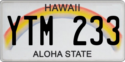 HI license plate YTM233