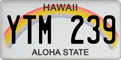 HI license plate YTM239