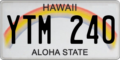 HI license plate YTM240