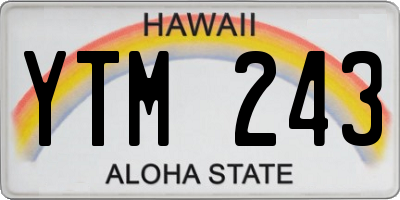 HI license plate YTM243