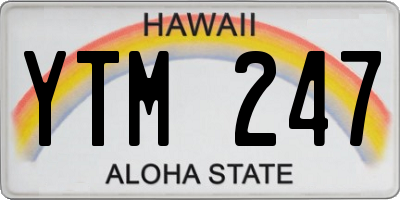 HI license plate YTM247