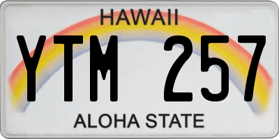 HI license plate YTM257