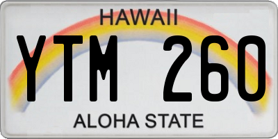 HI license plate YTM260