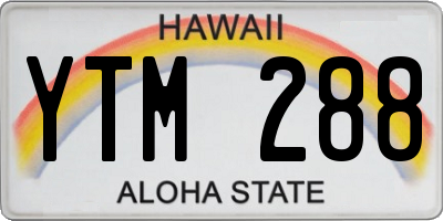 HI license plate YTM288