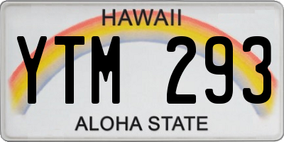 HI license plate YTM293