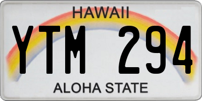 HI license plate YTM294