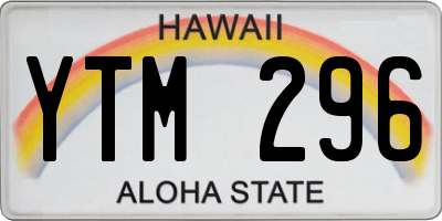 HI license plate YTM296