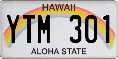 HI license plate YTM301